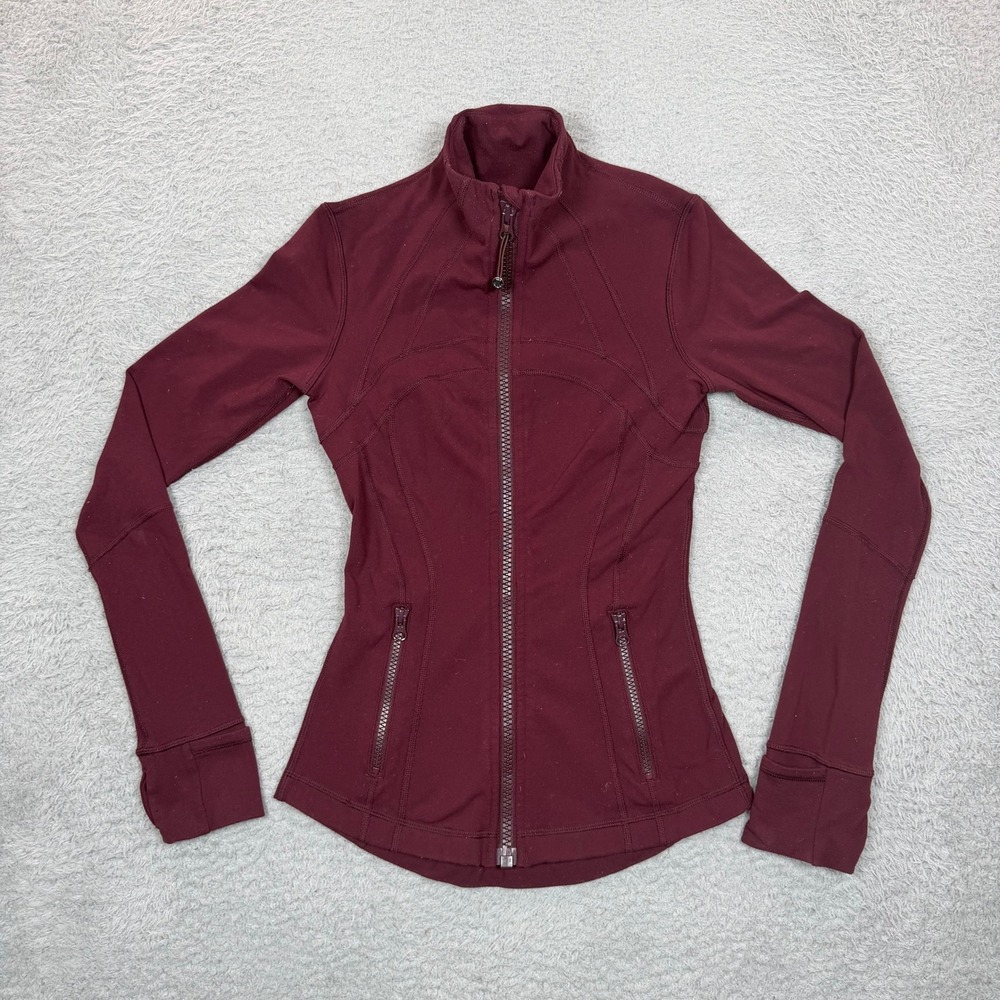 Lululemon Define Jacket Burgundy Maroon Size 2 Luon Full Zip Yoga Activewear